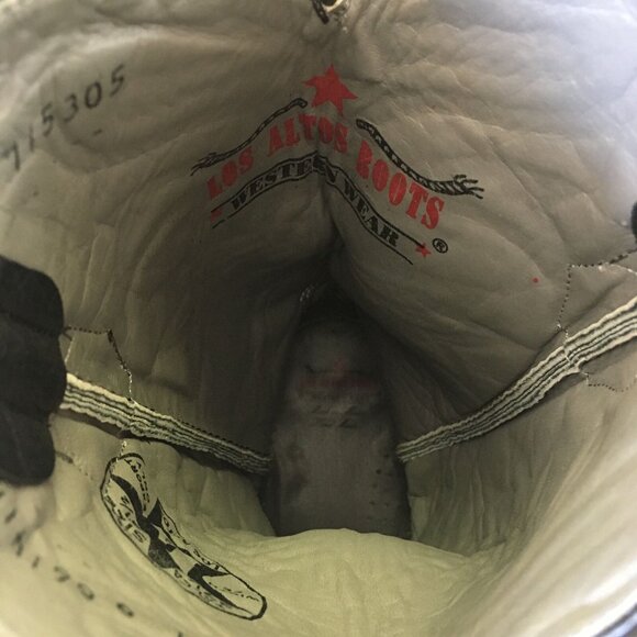 Los Altos Pointed Toe Western Black Cowboy Boots Mens 8.5 EE - Picture 9 of 12